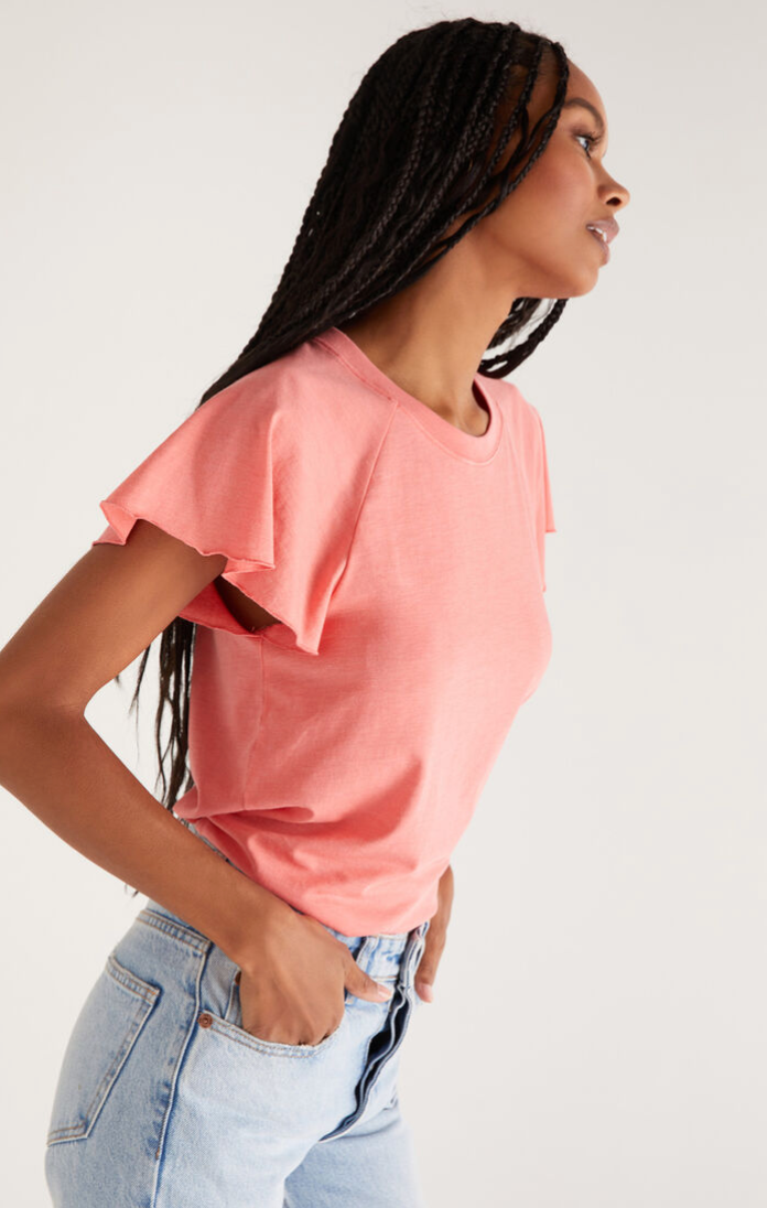 Abby flutter tee - papaya glow