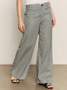 Marine striped patch pocket wide leg pants - yacht stripe