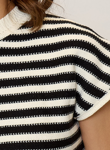 Olive striped stitch dolman - bone