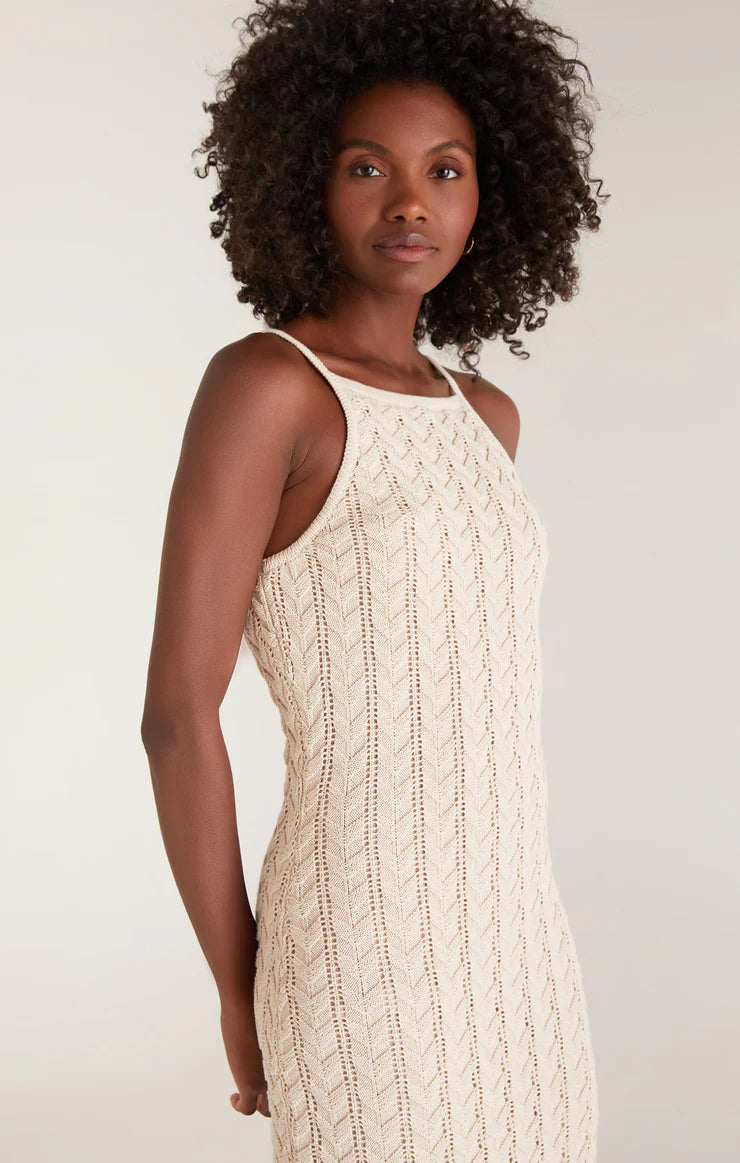 Camille crochet midi dress - natural