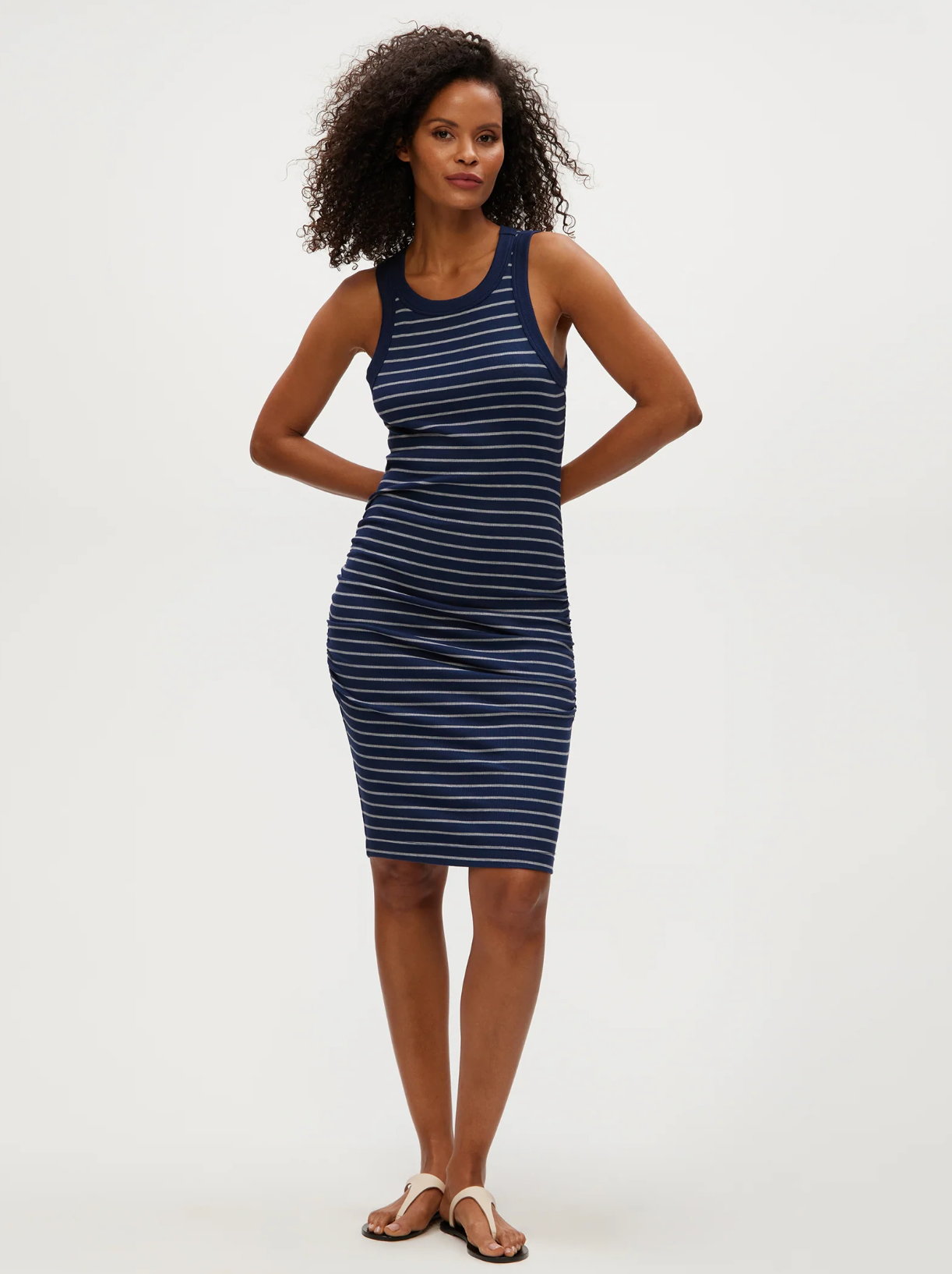 Demi striped ribbed dress - nocturnal stripe