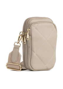 Atlas pebbled leather phone crossbody - fawn