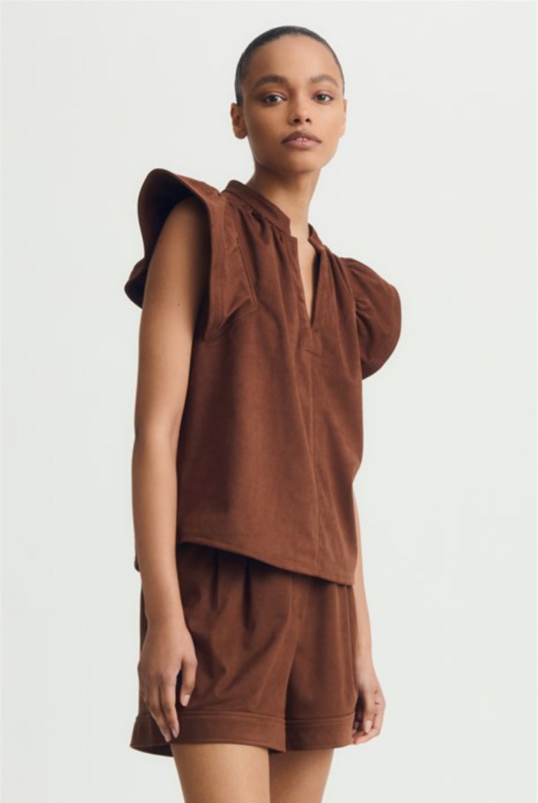 Venora top - brown suede