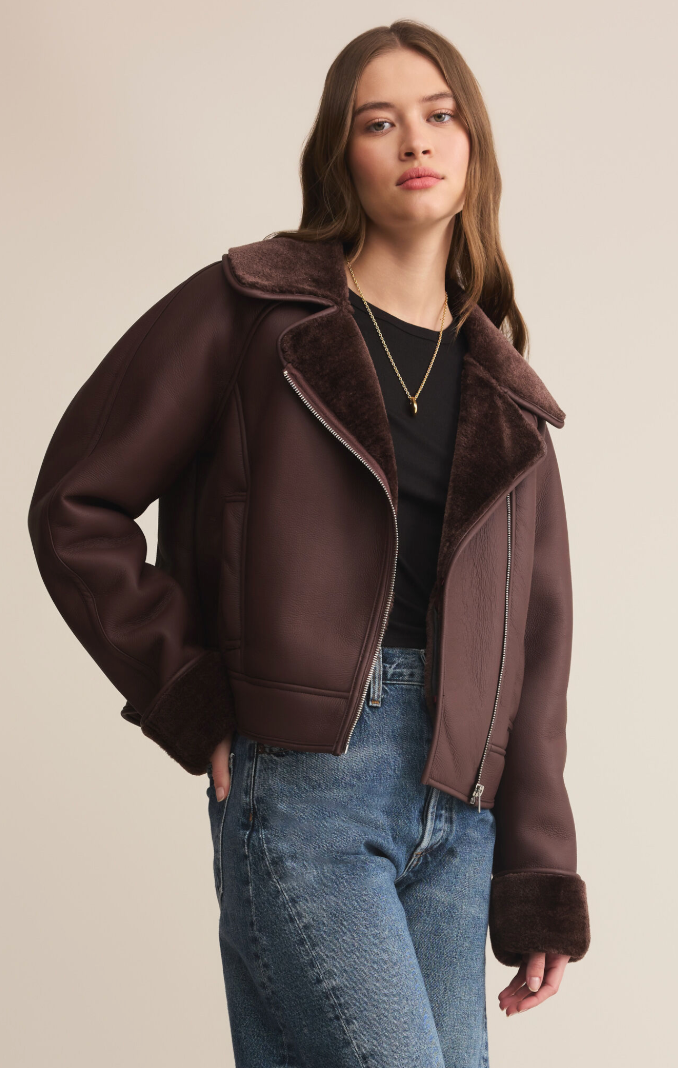 Locklin sherpa jacket - chocolate cherry