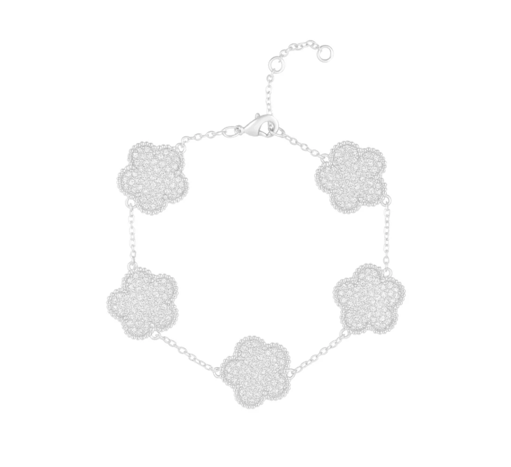 Adeline clover pave bracelet - silver