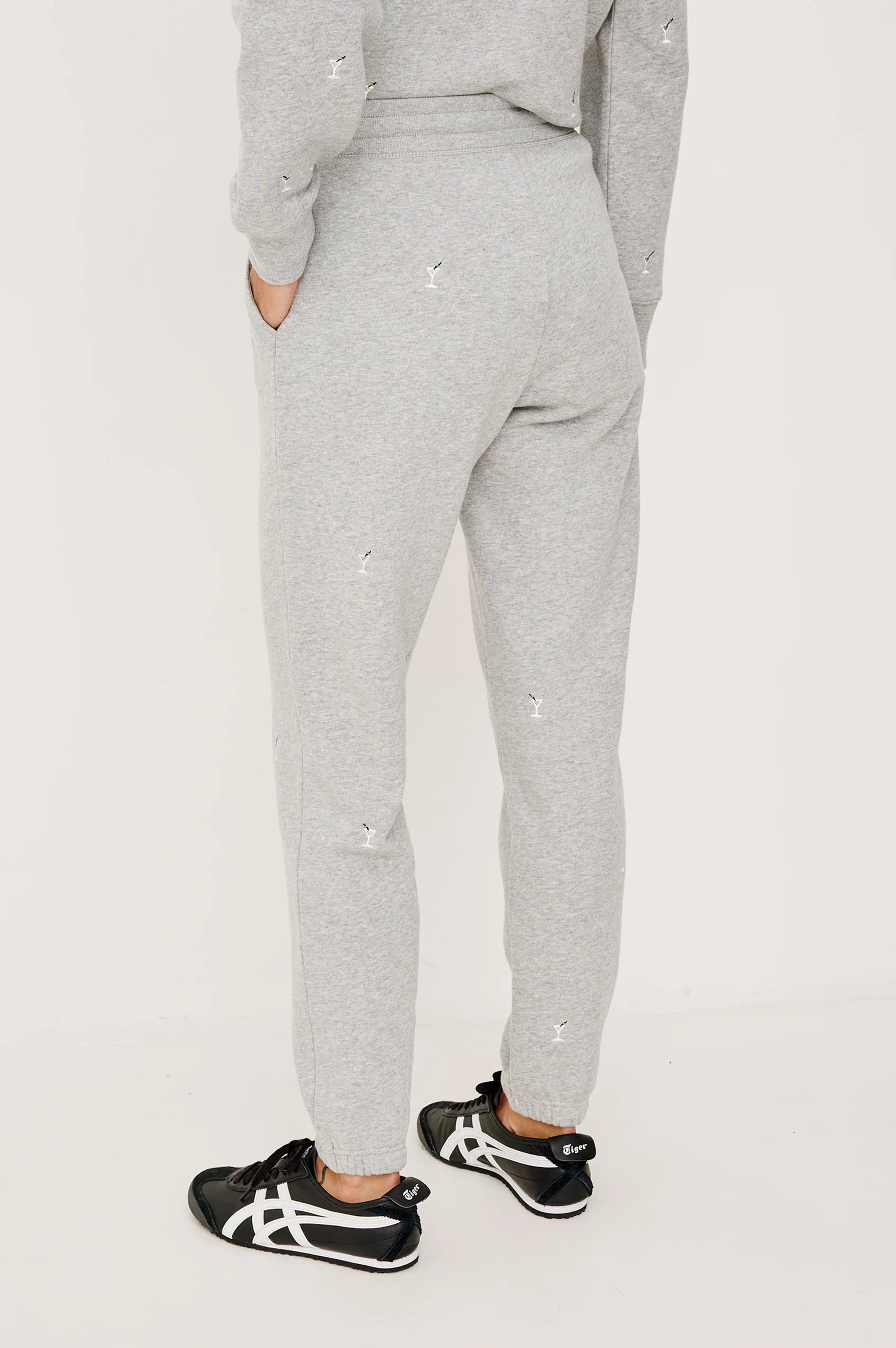 Kingston sweatpants - heather grey martini embroidery