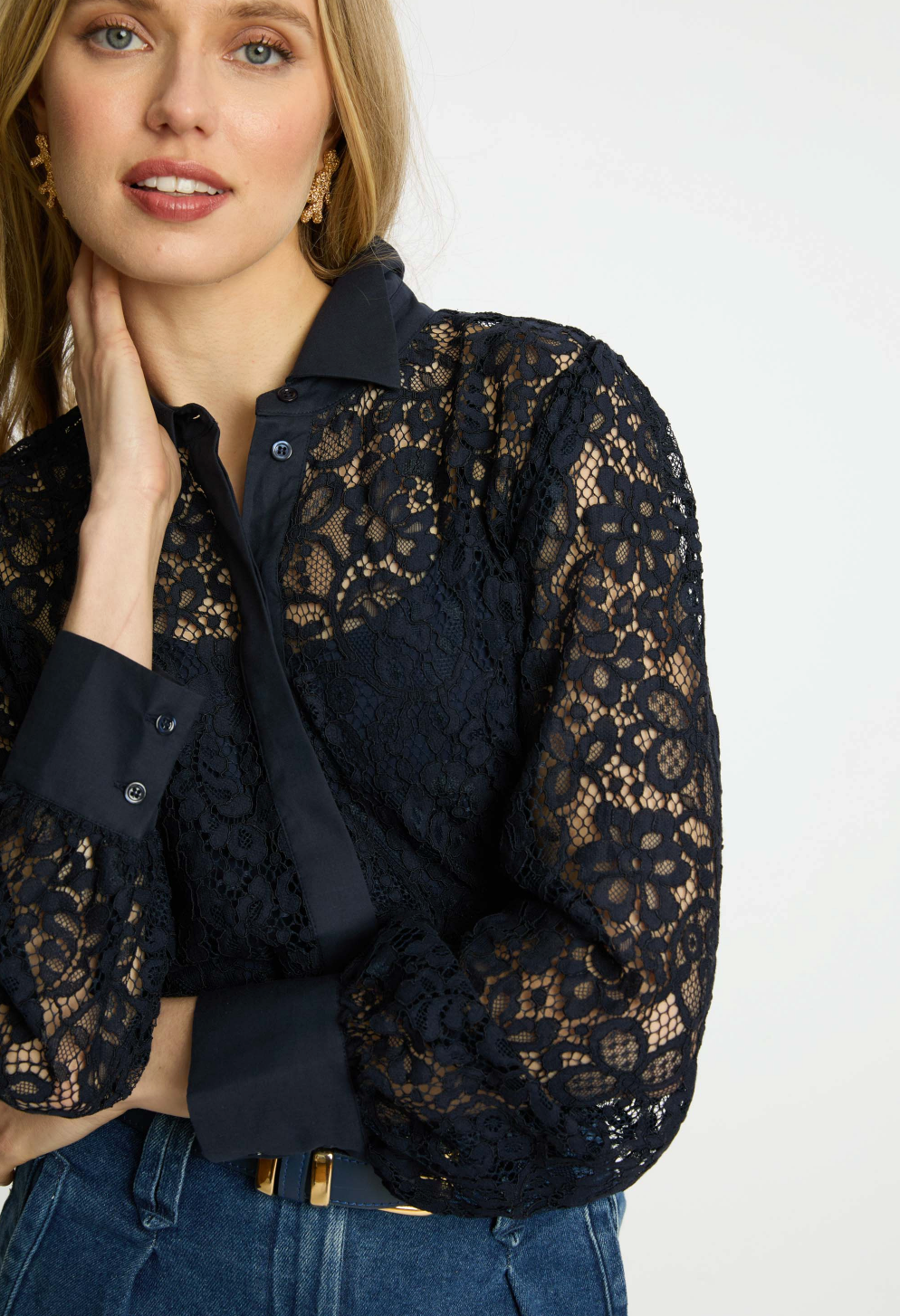 Emmie top - dark navy lace