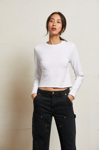 Jamie cotton long sleeve crew - white