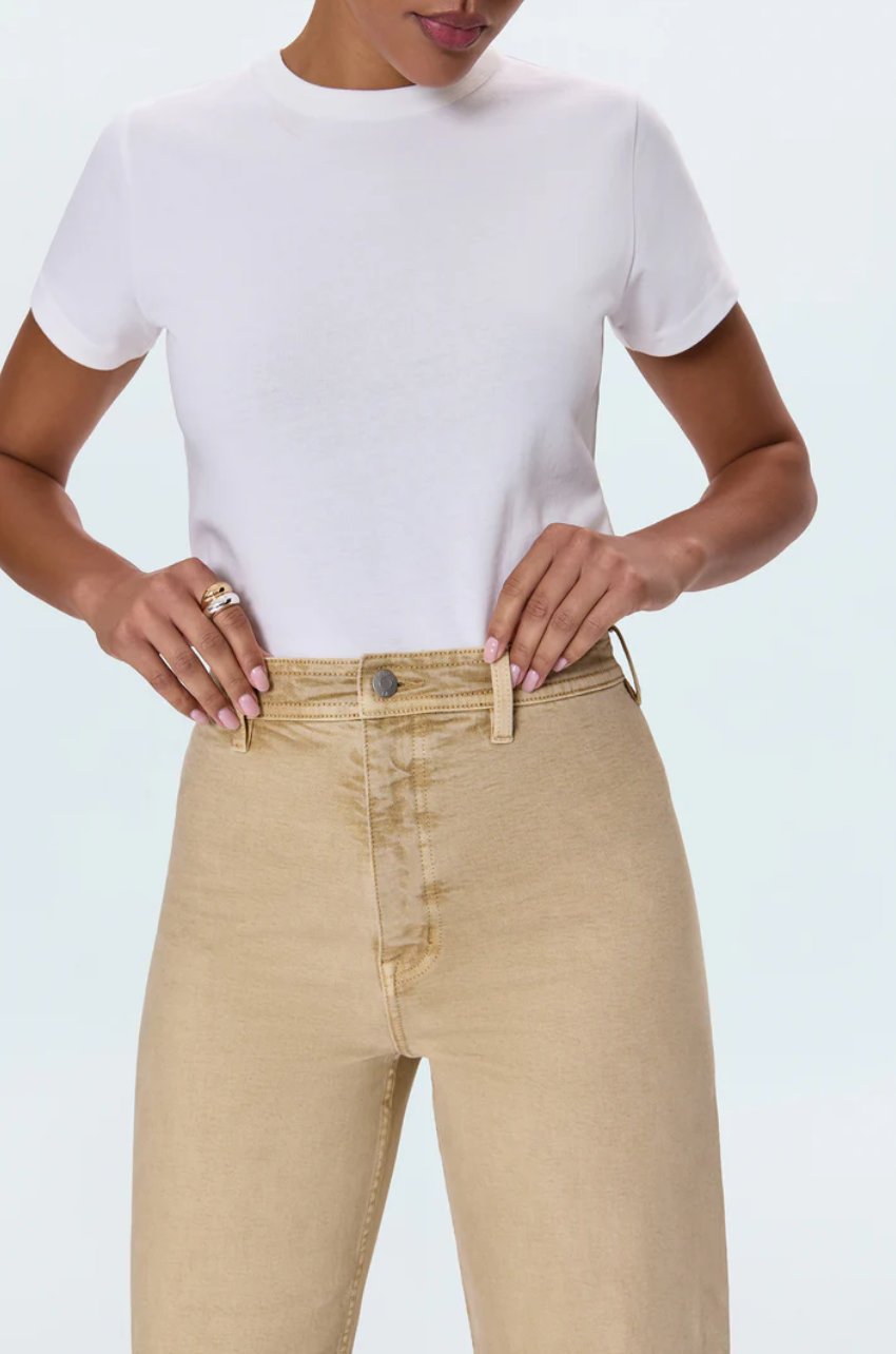 Penny crop high-rise wide leg jean - sand dollar