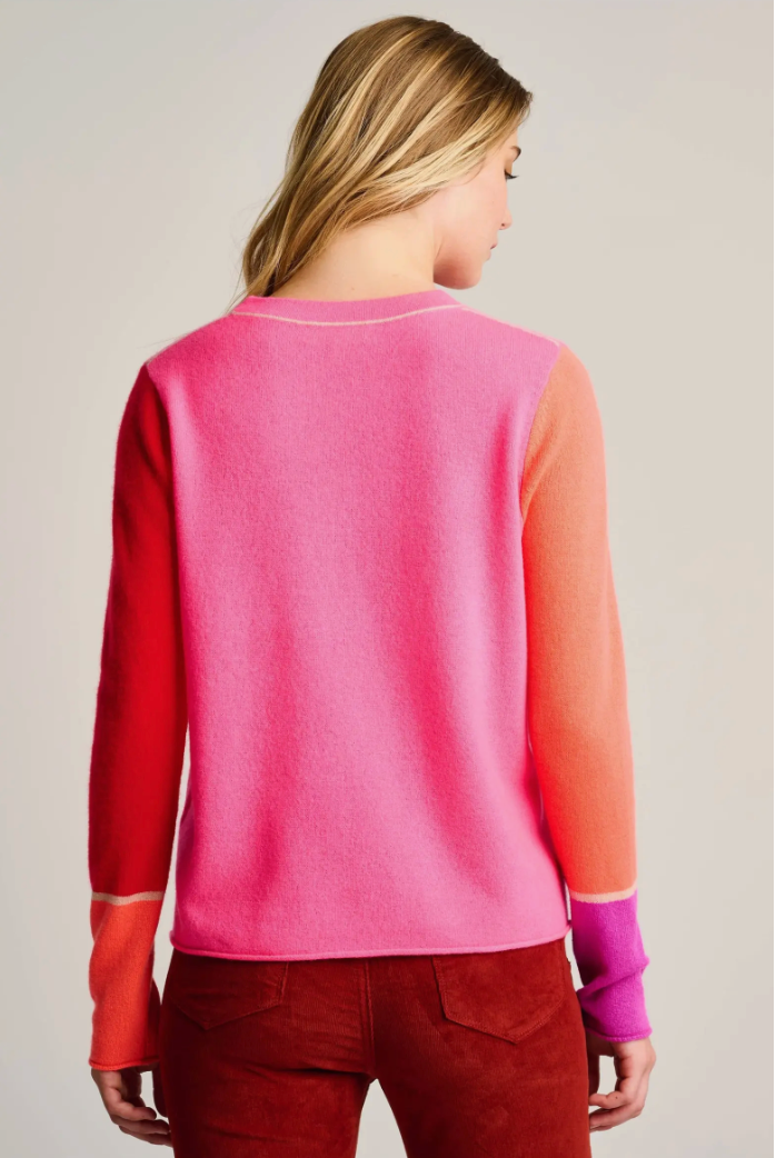 Block talk sweater - neon pink combo