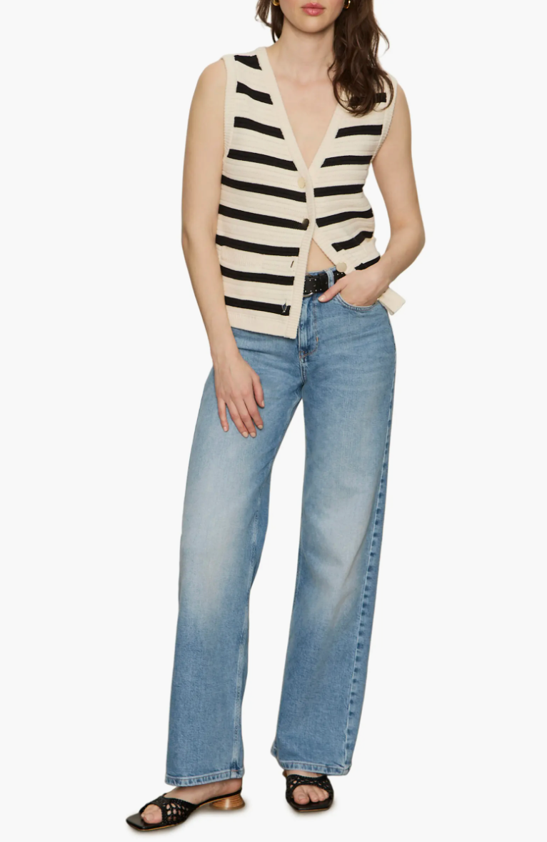 Textured sweater vest - macrame / black stripe