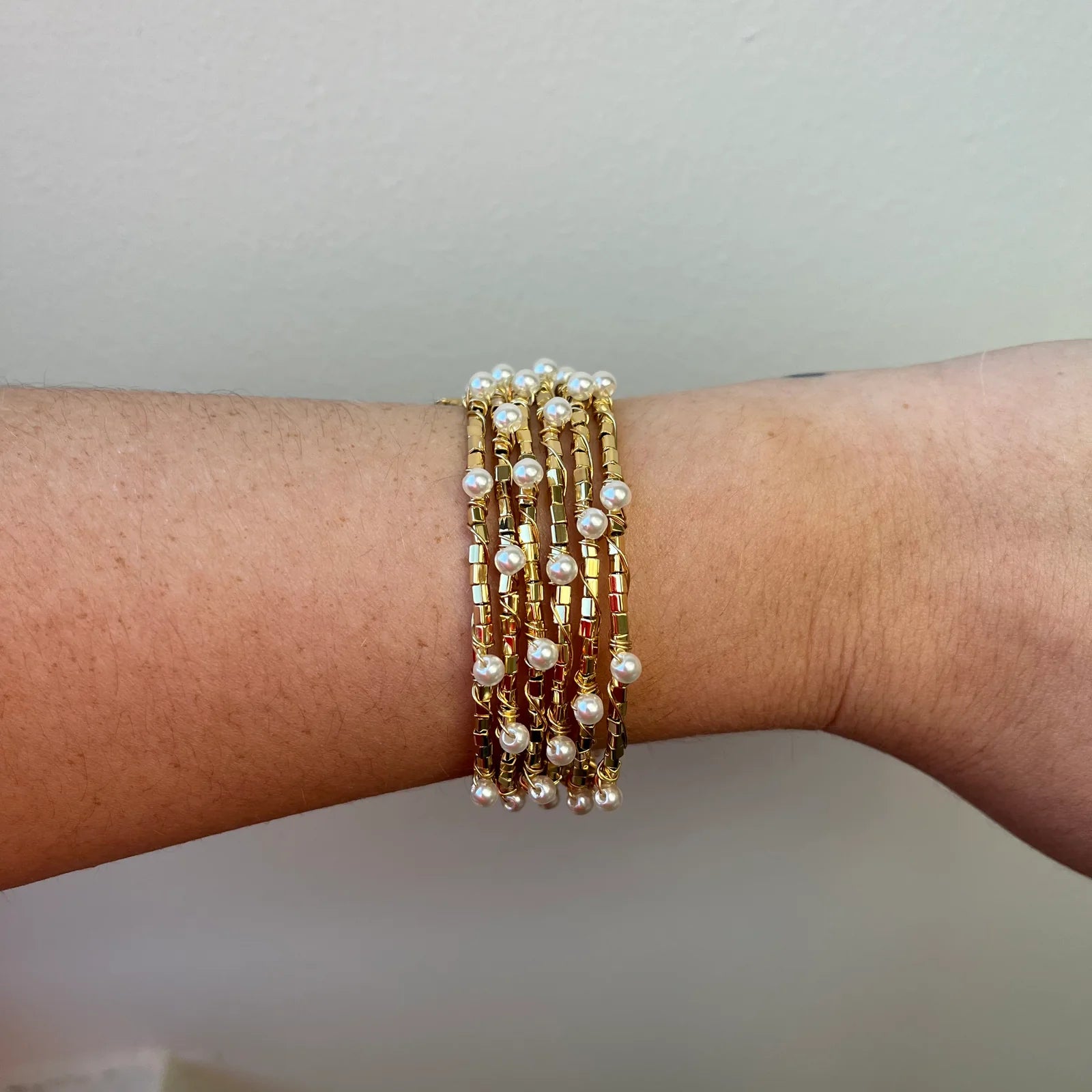 Blake pearl wrap bracelet (6 rows)