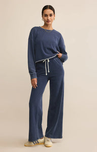 Circuit knit denim sweatshirt - indigo
