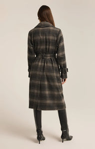 Jackie plaid trench - latte