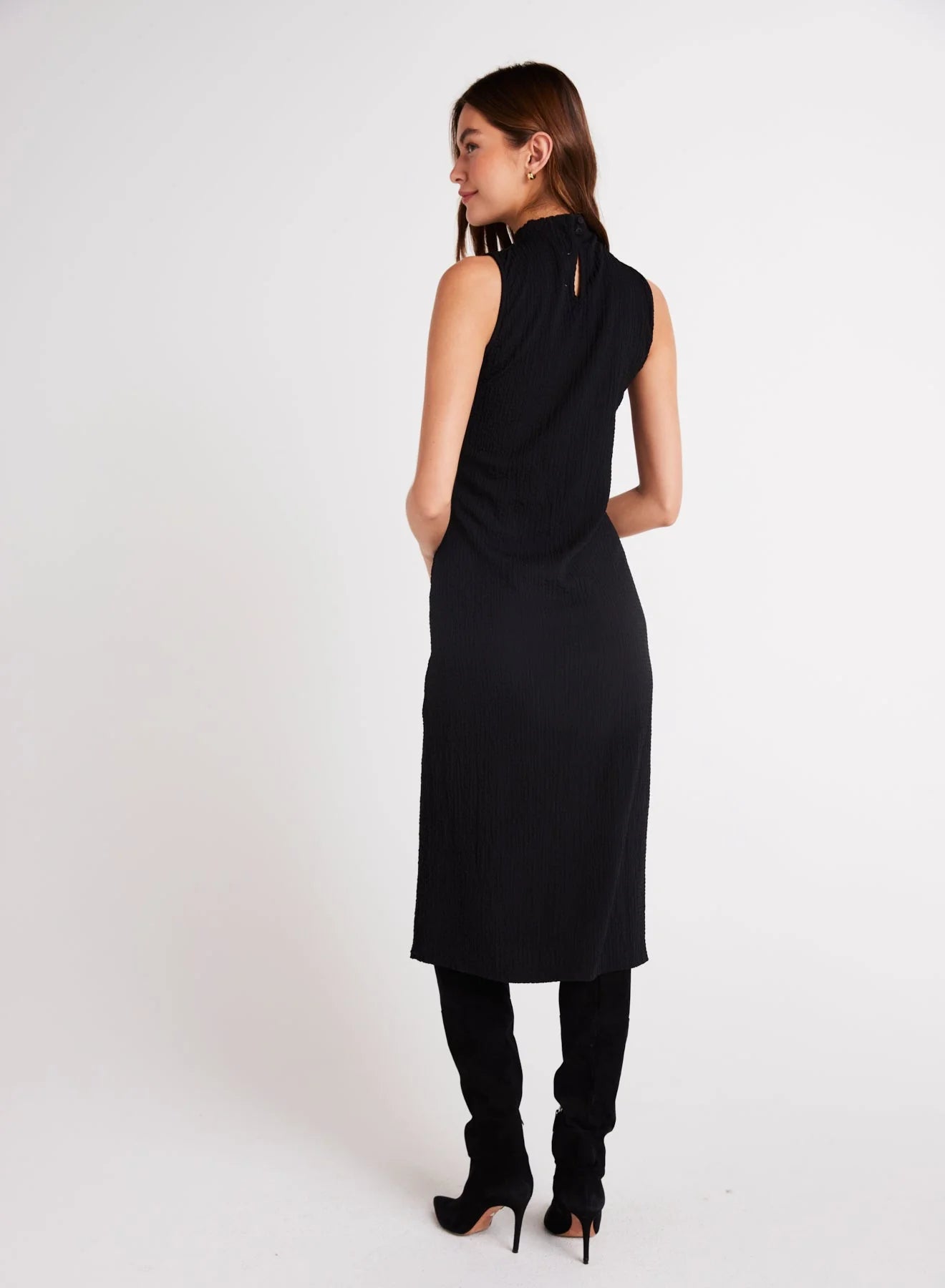 Mock neck midi dress - black