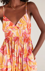 Charm stained glass midi dress - papaya glow