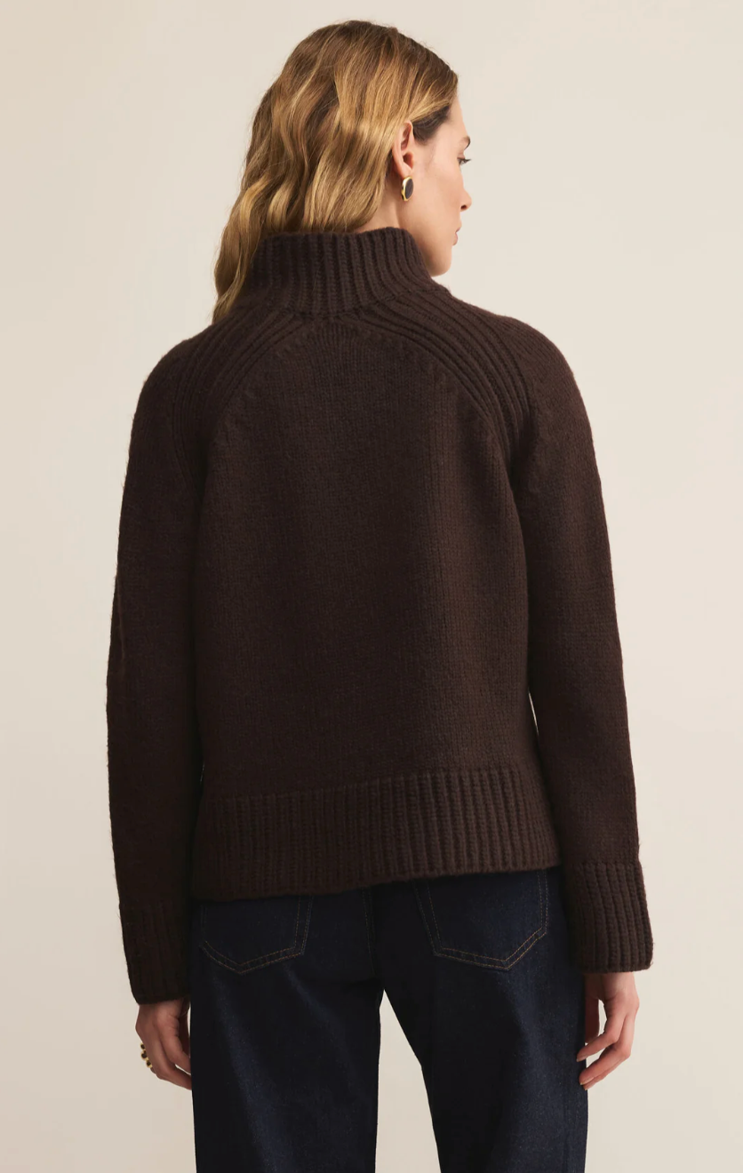 Emerge funnel neck sweater - chocolate cherry