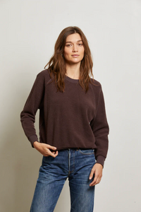Ziggy inside out cotton fleece shrunken crew - cocoa powder