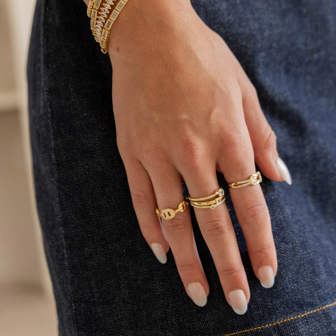 Rylynn CZ knot ring - gold
