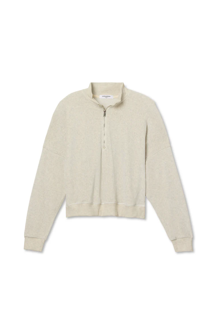 Kiva velour 1/4 zip sweatshirt - oatmeal