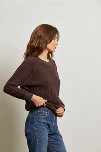 Ziggy inside out cotton fleece shrunken crew - cocoa powder