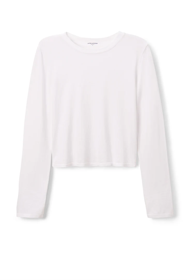 Jamie cotton long sleeve crew - white