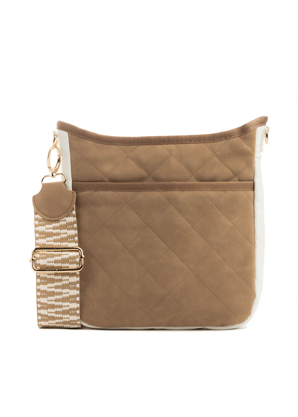 Jeri pebbled crossbody - latte vegan suede