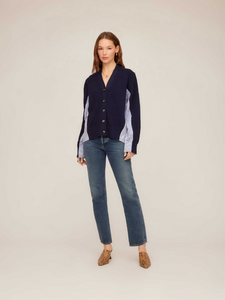 Celine Mixed Media Cardigan - navy