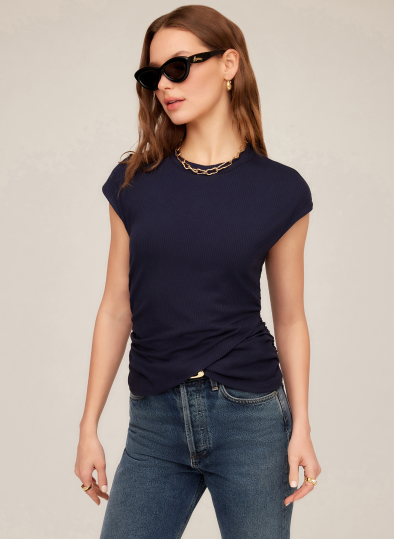 Brooke Crossover Top - navy