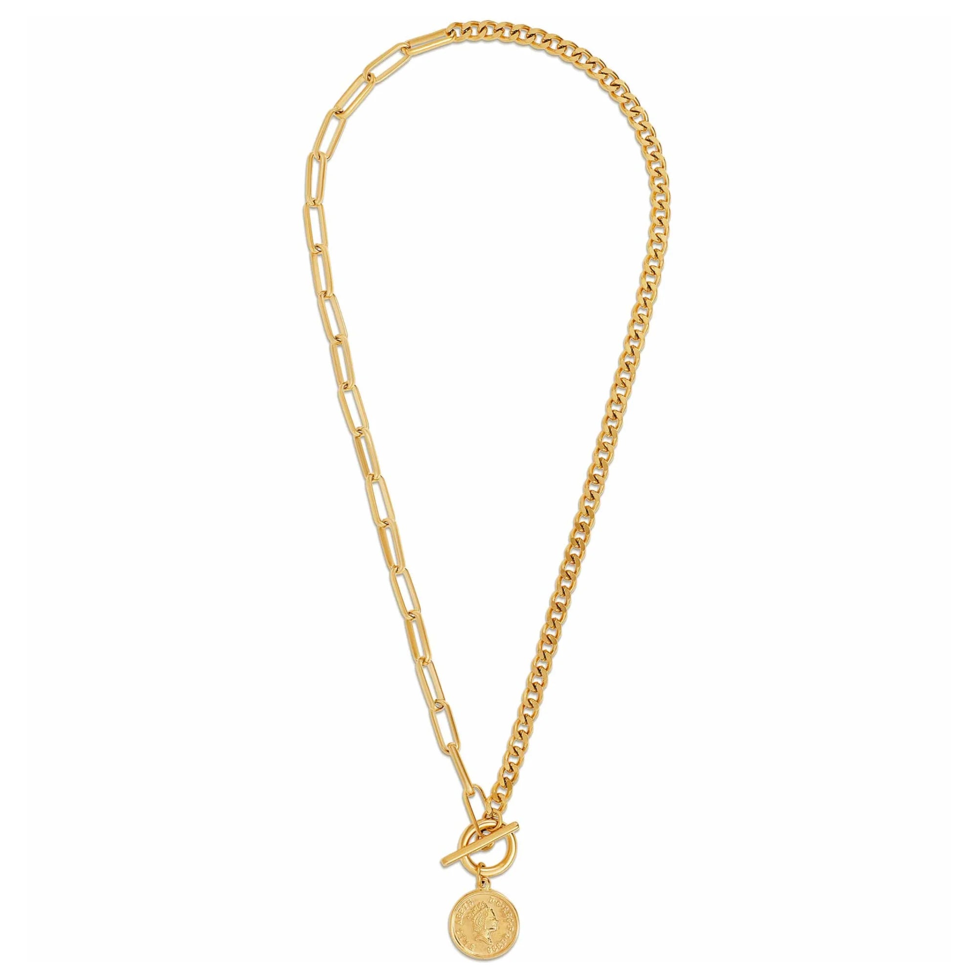 Stacie toggle chain coin necklace - gold