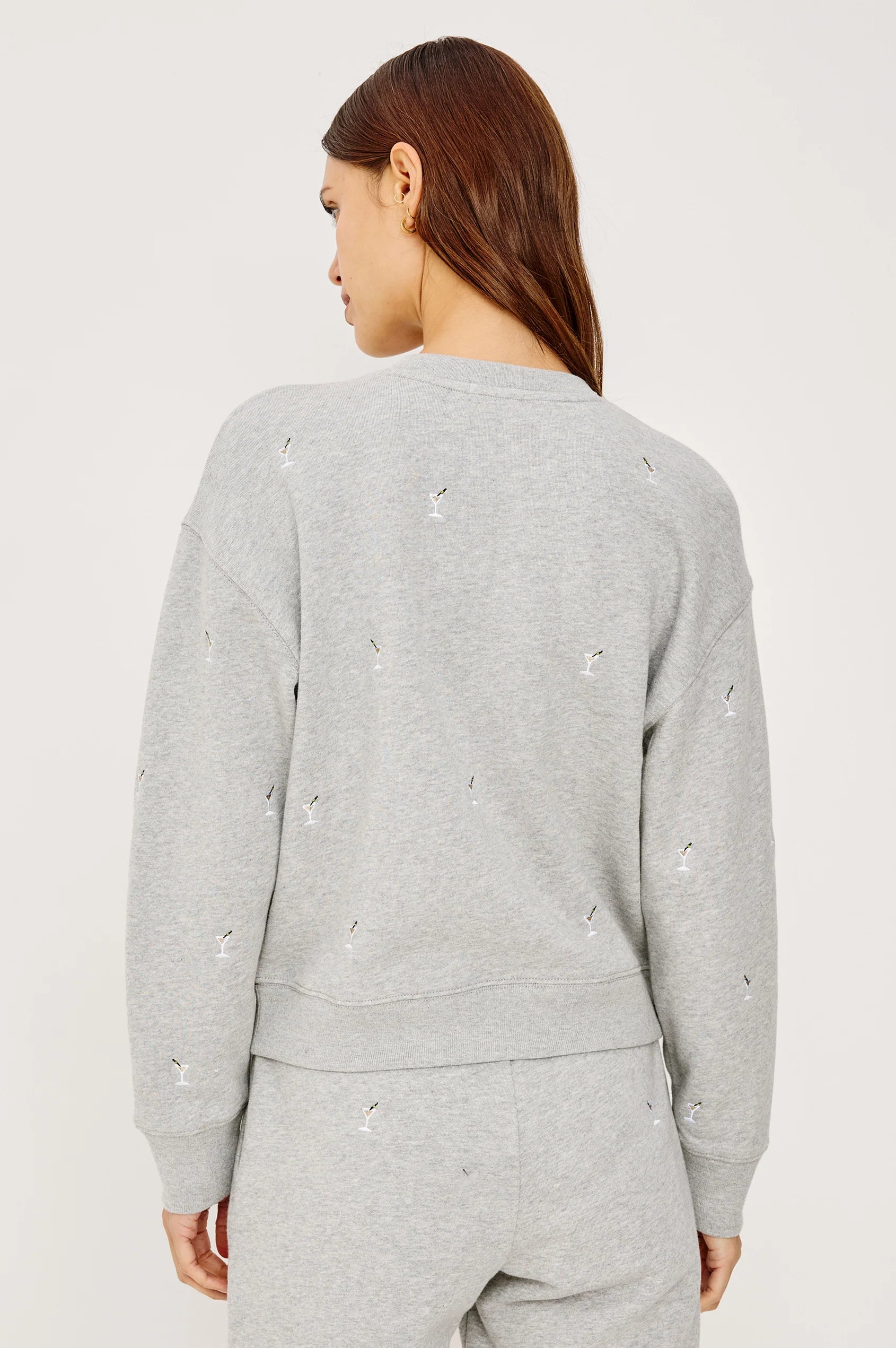 Ramona sweatshirt - heather grey martini embroidery