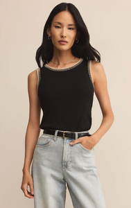 Social whipstitch tank - black