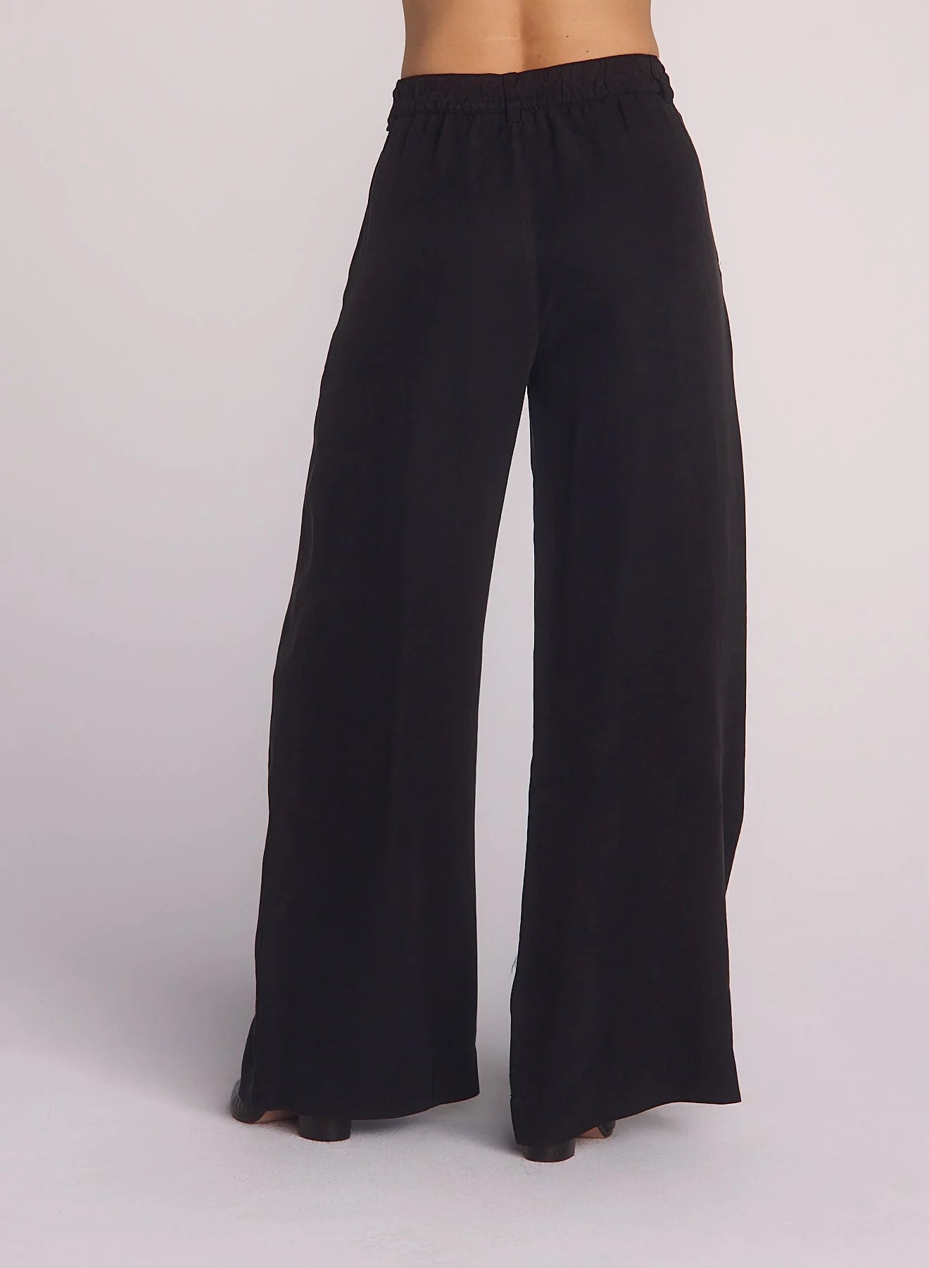 Double pleated wide leg high waist pant - black