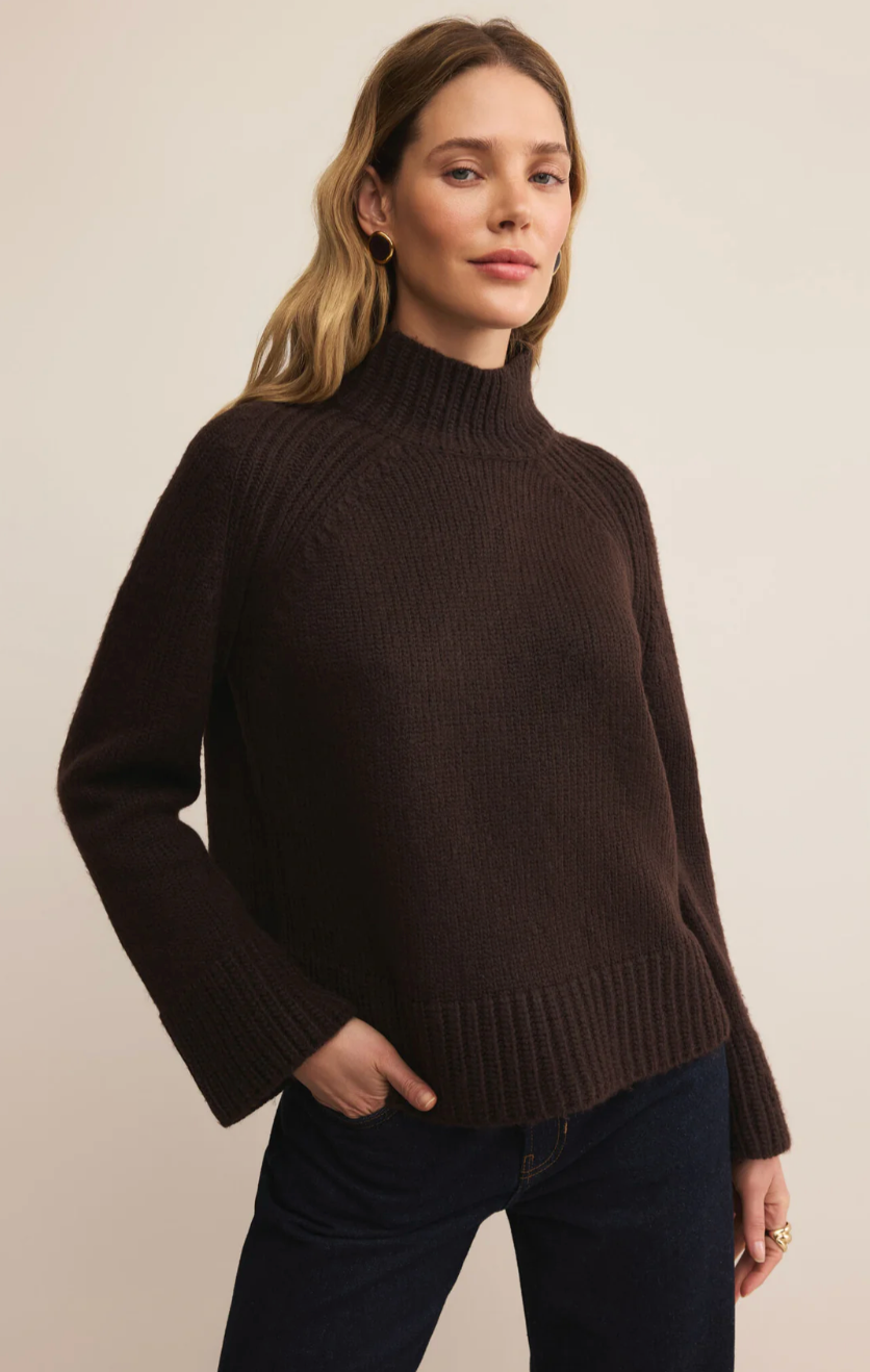 Emerge funnel neck sweater - chocolate cherry