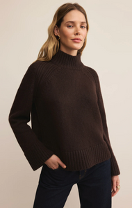 Emerge funnel neck sweater - chocolate cherry