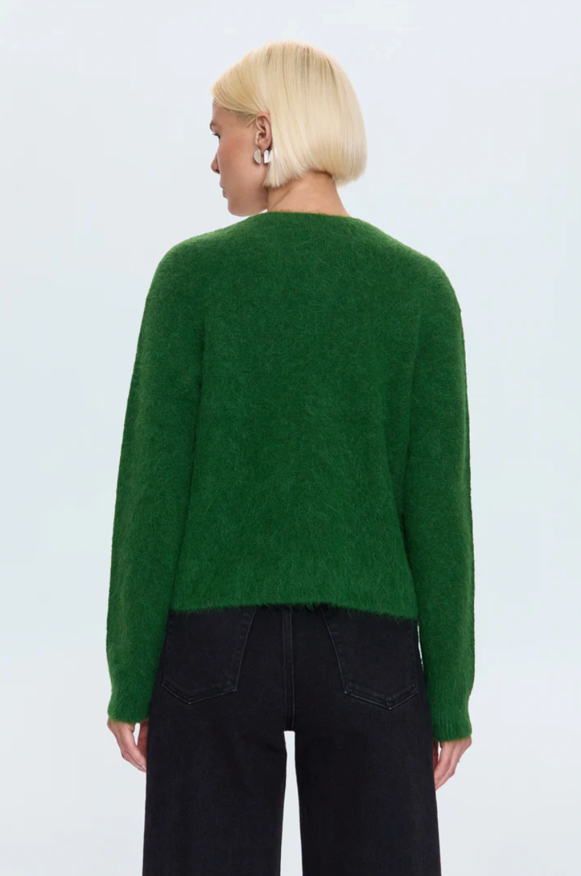 Kit v-neck long sleeved pullover sweater - winter green