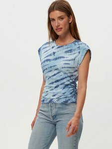 Joni power shoulder top - teal combo