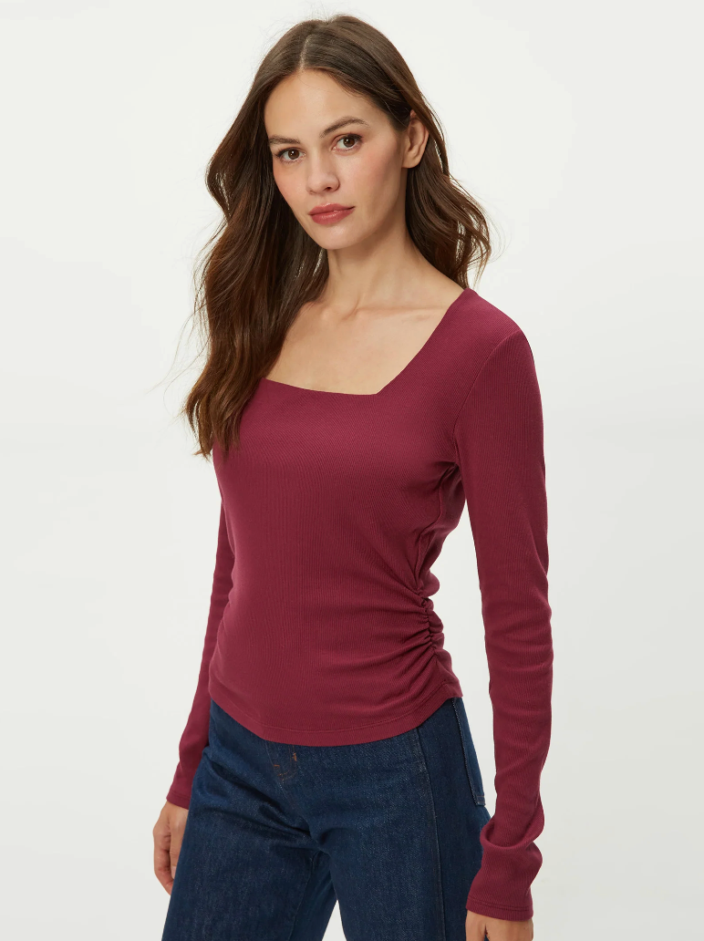 Sarah square neck top - garnet