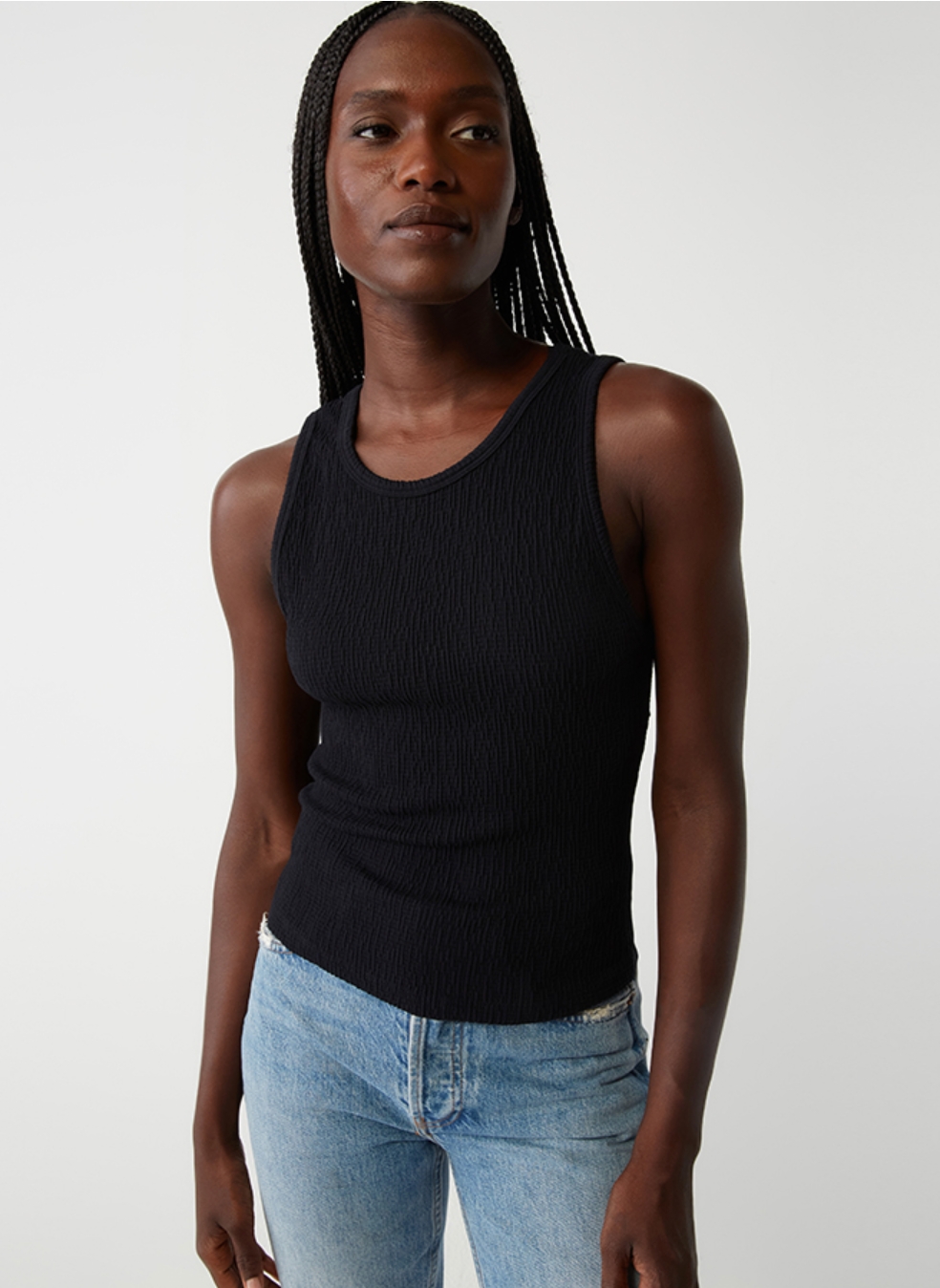 Kira crinkle tank - black