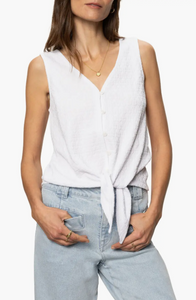 Vacation tie front tank - white