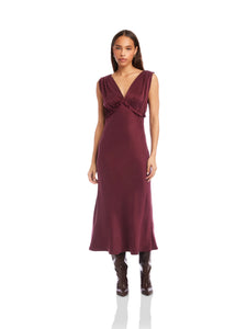 Cierra Ruffle Midi Dress - wine