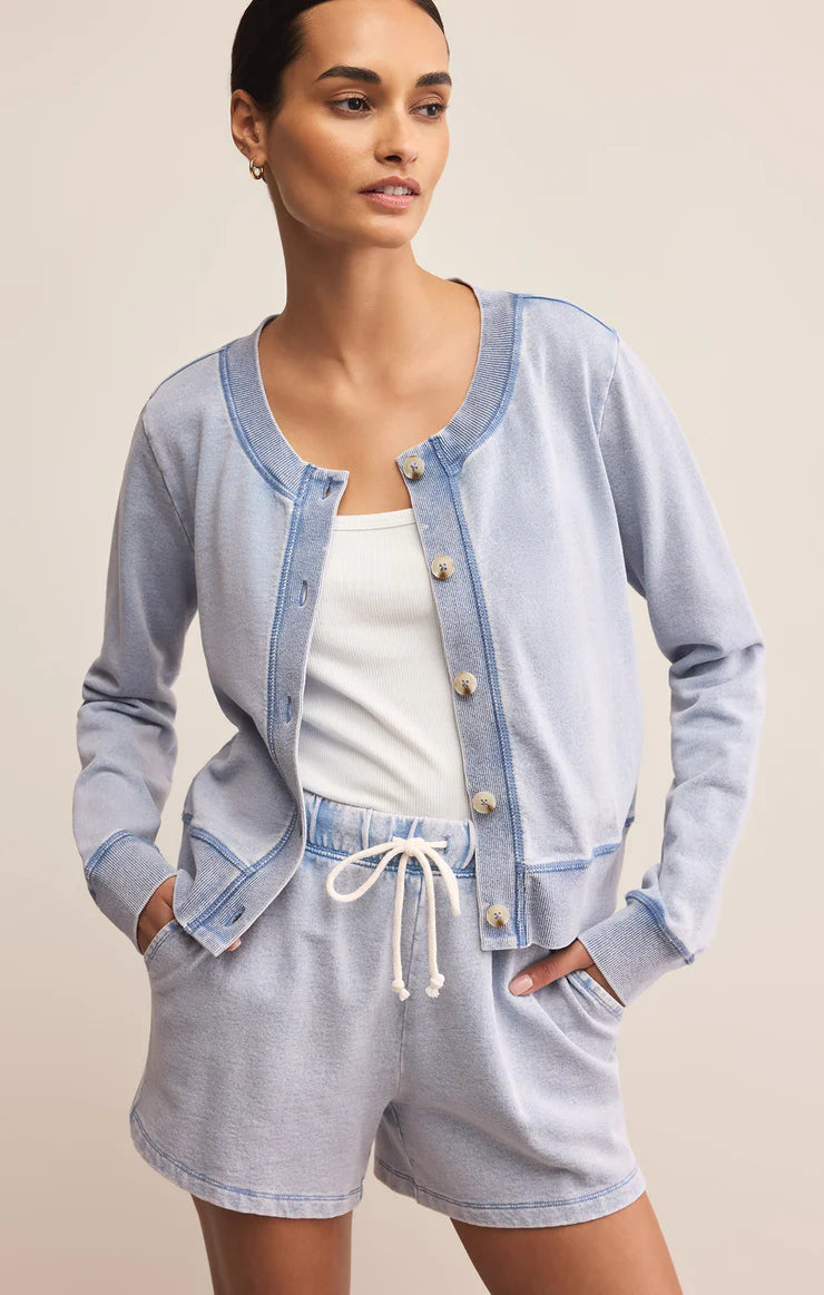 Daily knit denim cardigan - washed indigo
