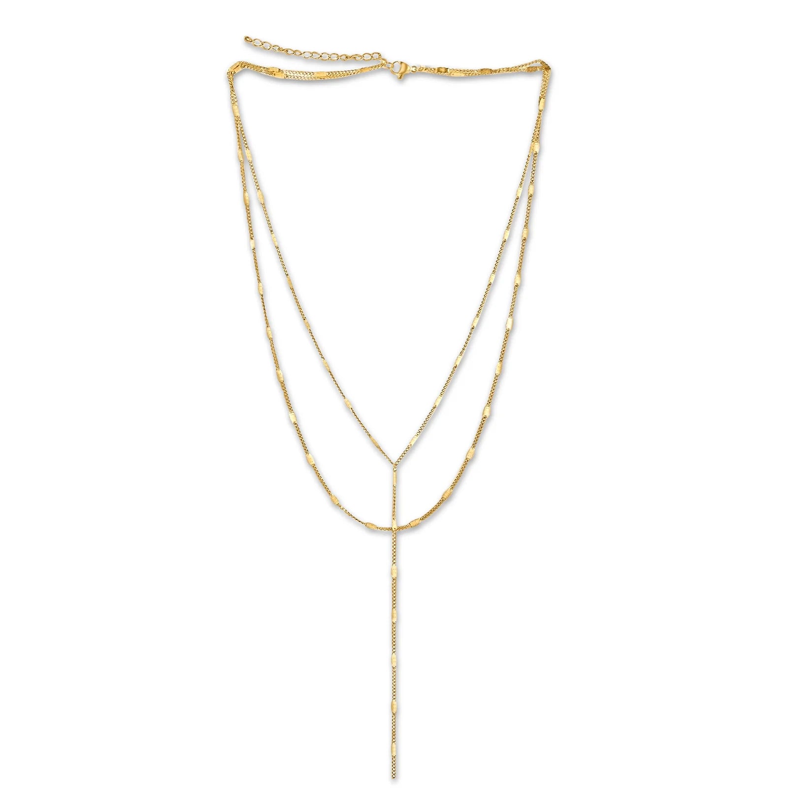 Camilla dainty lariat chain necklace - gold