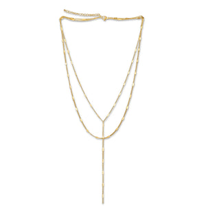 Camilla dainty lariat chain necklace - gold