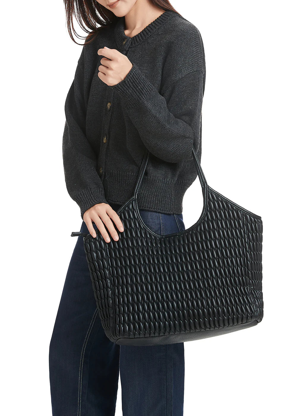 Isla tote - jet black vegan leather