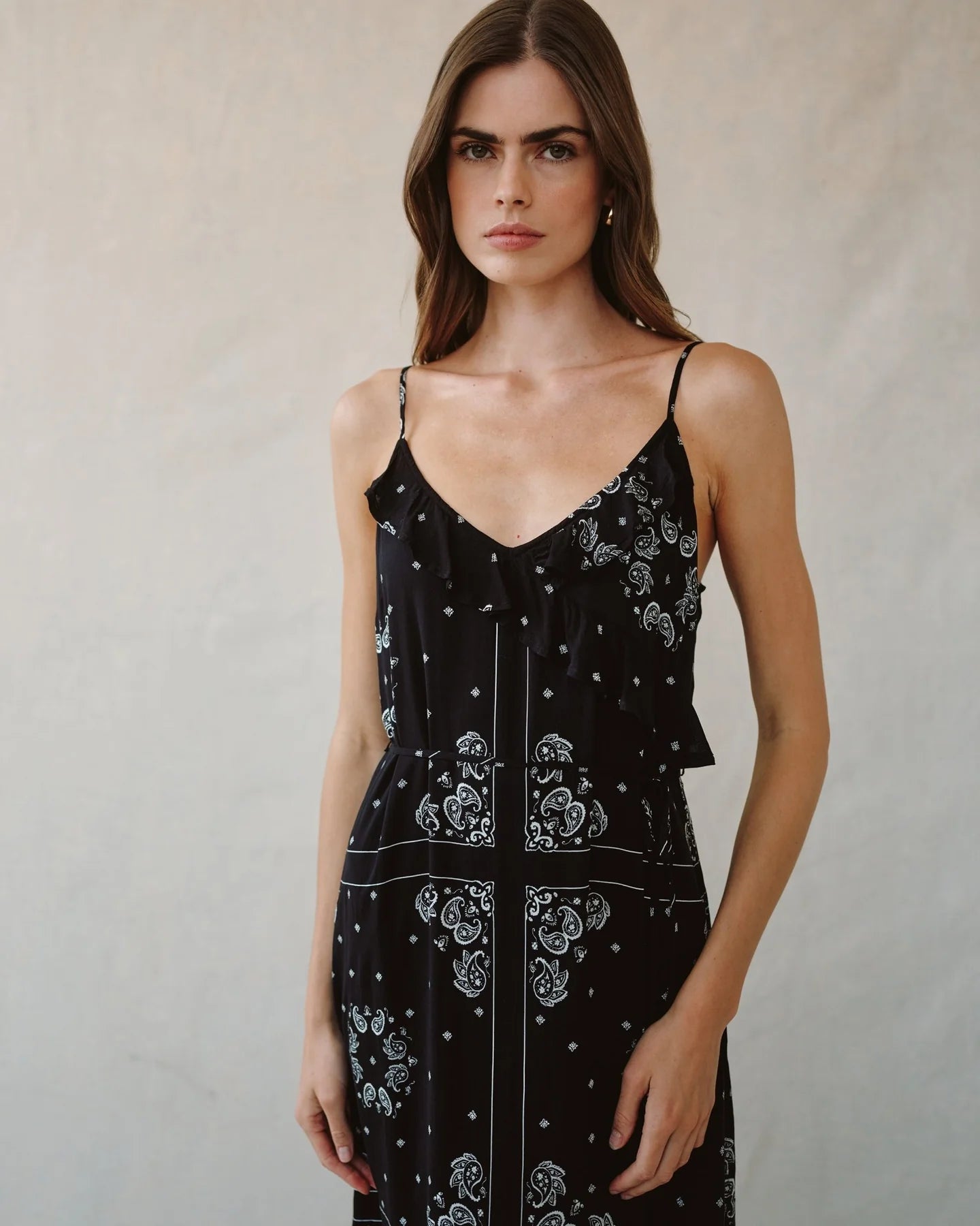 Ruffle cami midi dress - bandana print