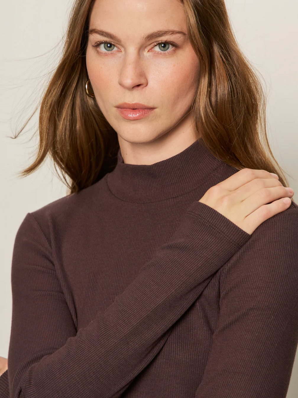 Long sleeve mock essential top - semi sweet