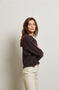 Addie oversized cotton v-neck sweater - cocoa