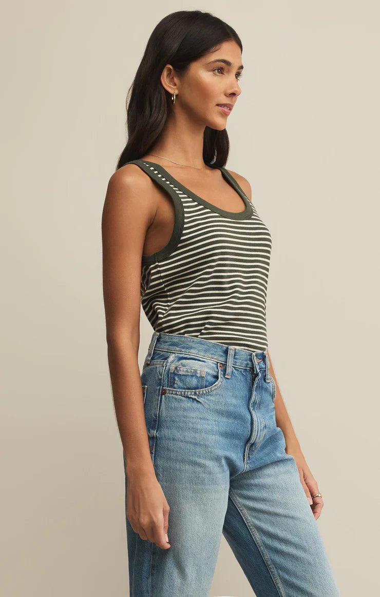 Elin stripe rib tank - dark agave
