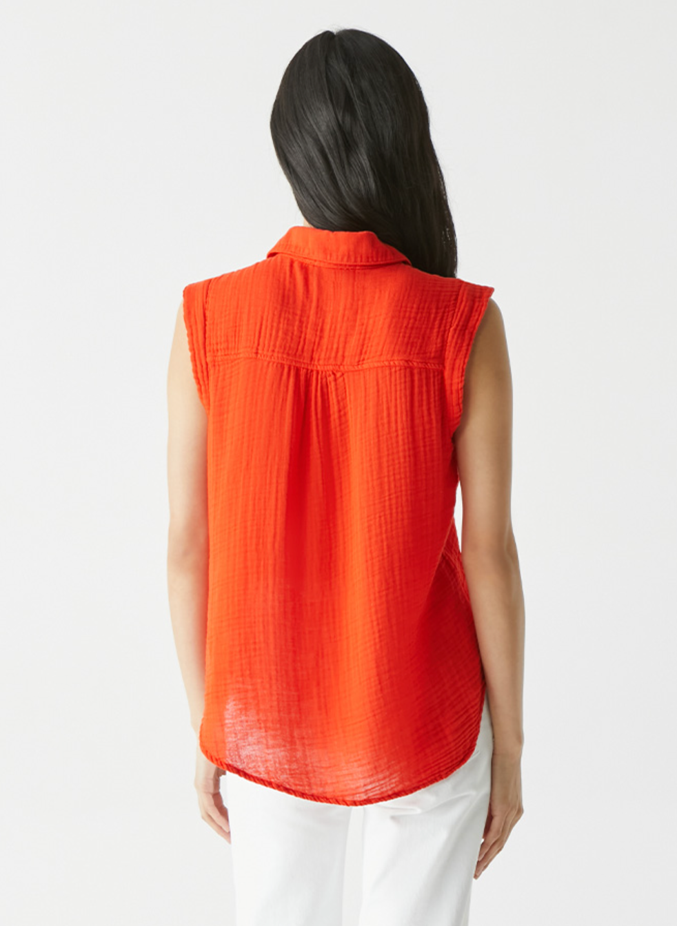 Monique gauze button down tank - heatwave